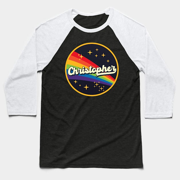 Christopher - // Rainbow In Space Vintage Style Baseball T-Shirt by LMW Art